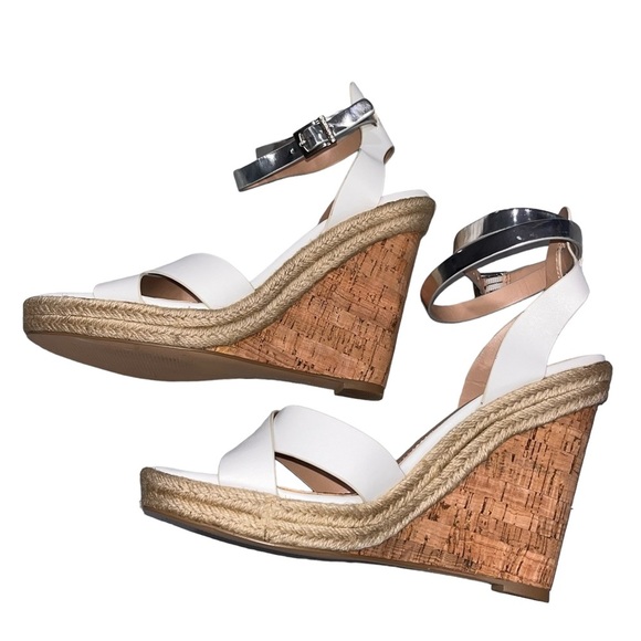 NEW Charles by Charles David White Wedge Espadrille Brit Sandals - Picture 5 of 10